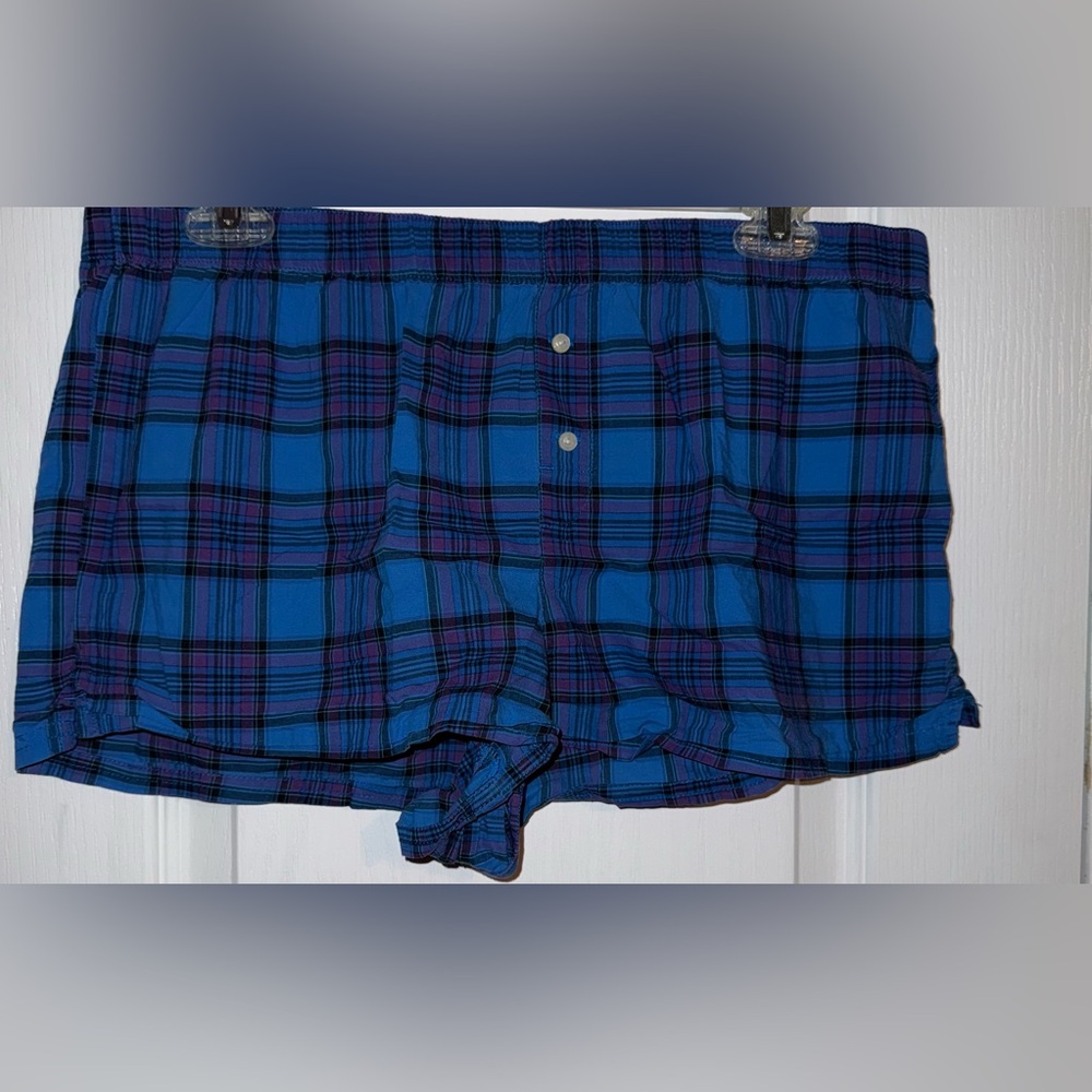 Victoria’s Secret PINK Blue Purple Plaid Lounge Sleep Shorts Y2K Size M